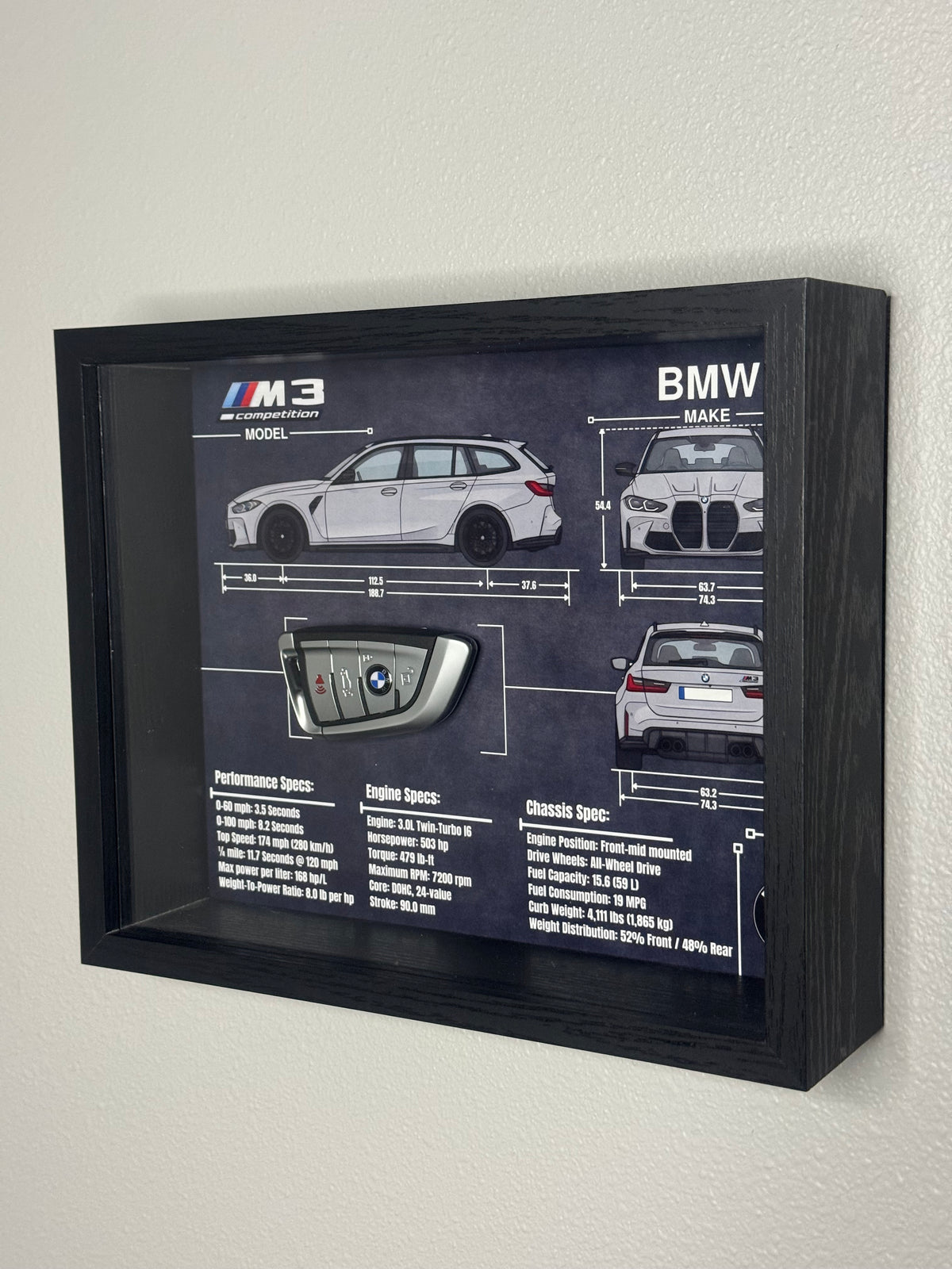 BMW M3 Competition Touring Key Blueprint Frame