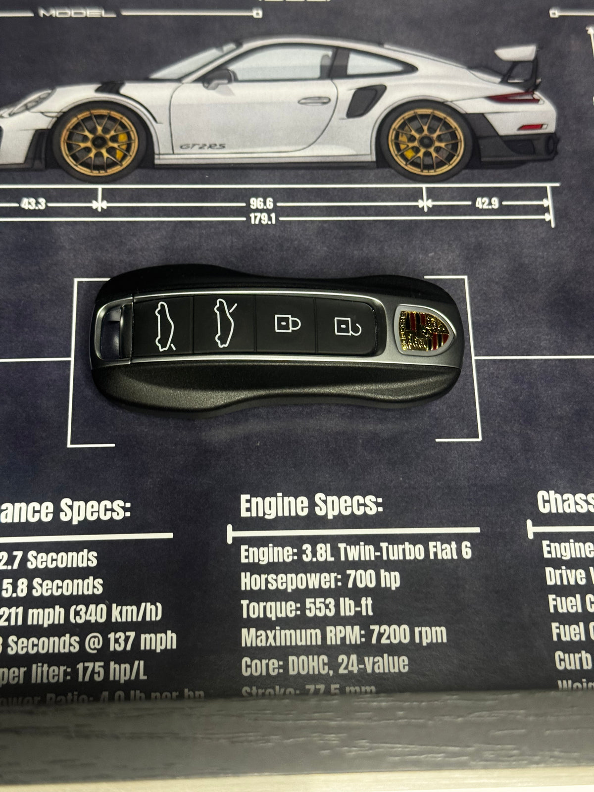 Porsche 911 GT2 RS (991) Key Blueprint Frame