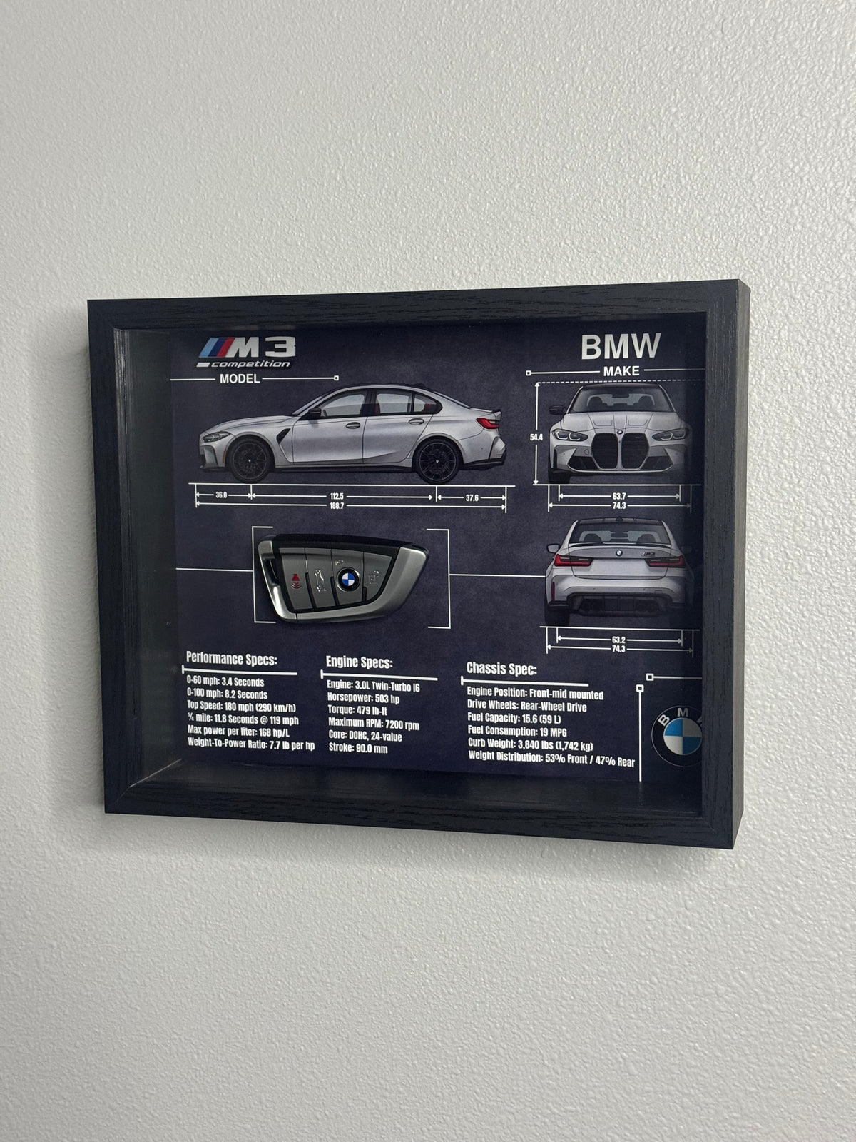 BMW M3 Competition Key Blueprint Frame