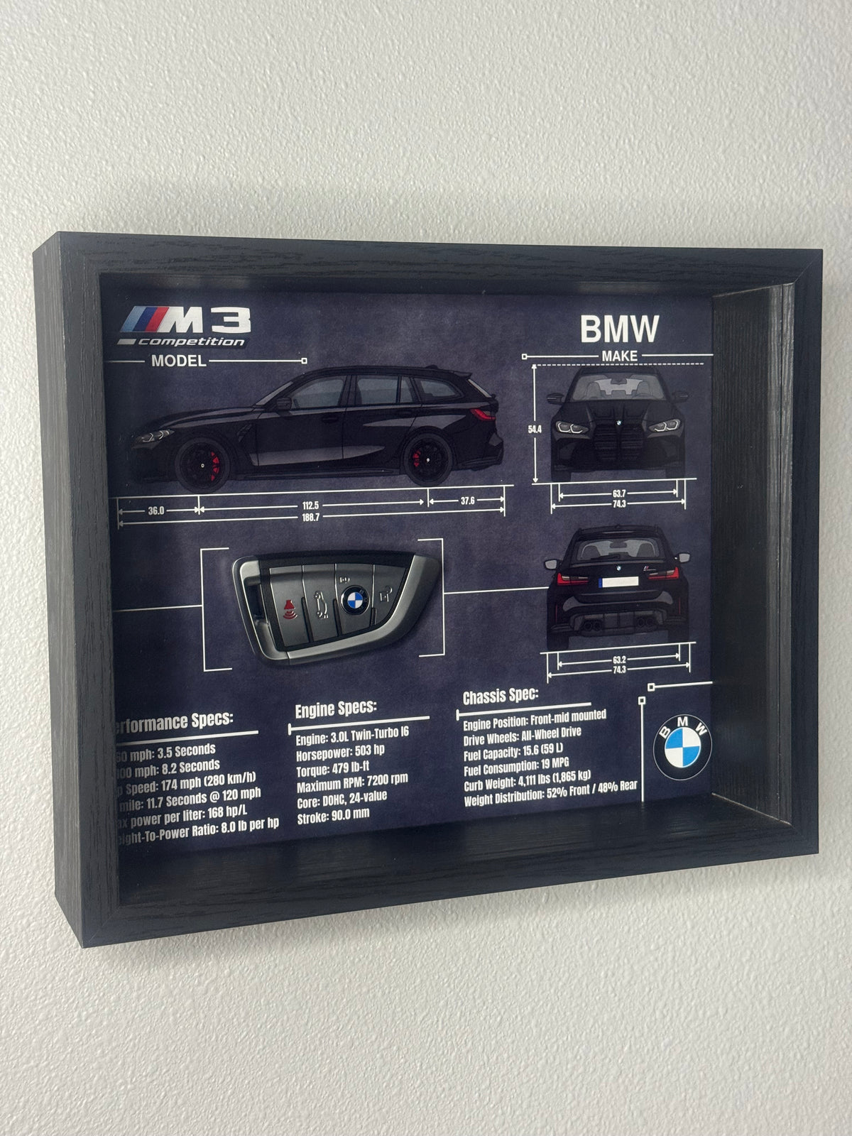 BMW M3 Competition Touring Key Blueprint Frame