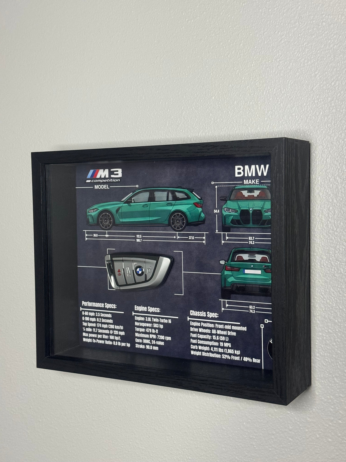 BMW M3 Competition Touring Key Blueprint Frame