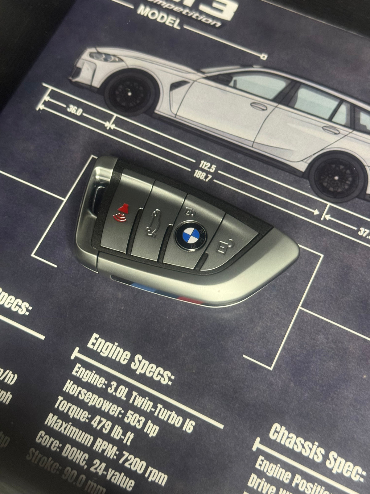 BMW M3 Competition Touring Key Blueprint Frame
