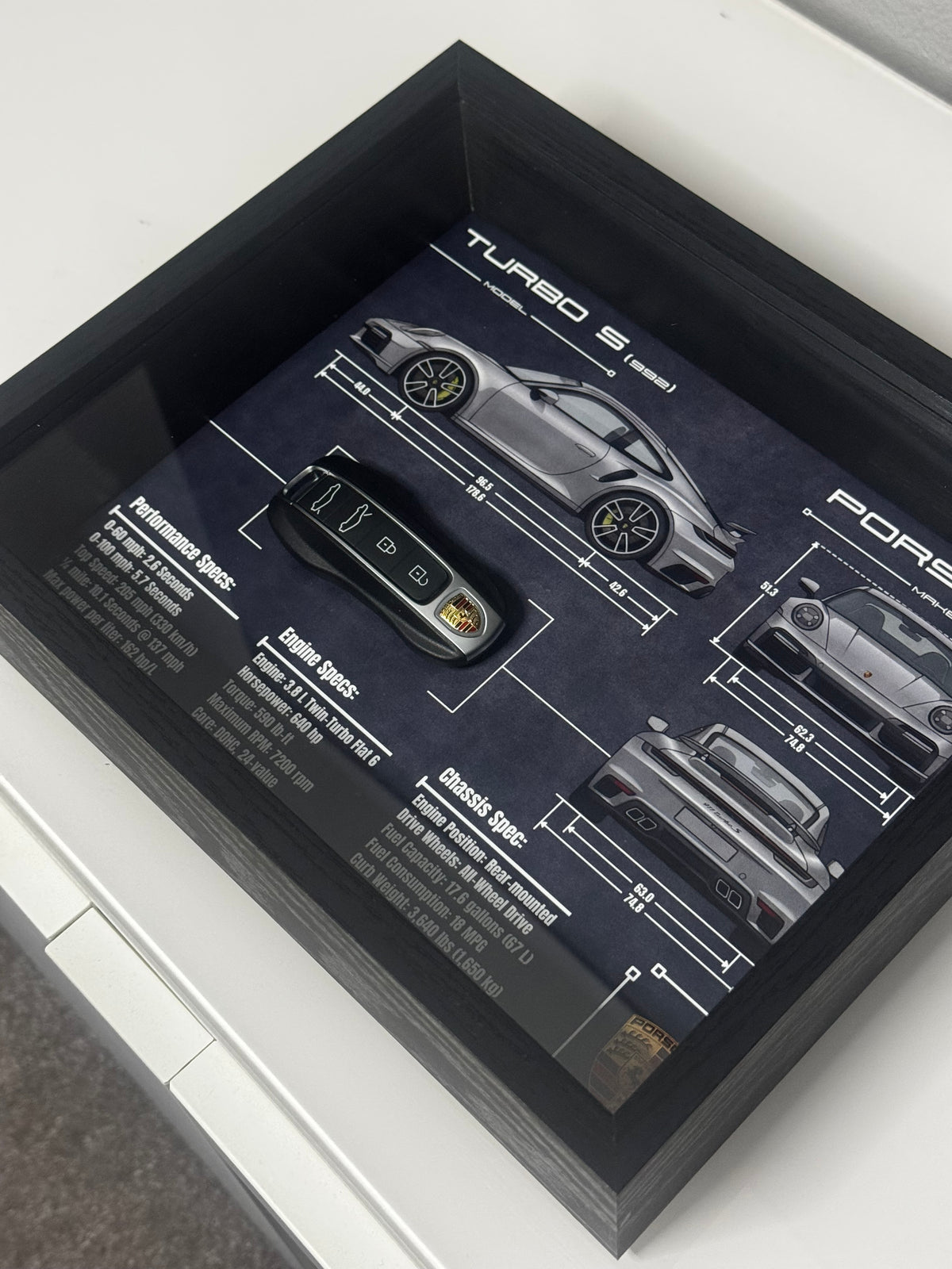 Porsche 911 Turbo S Key Blueprint Frame