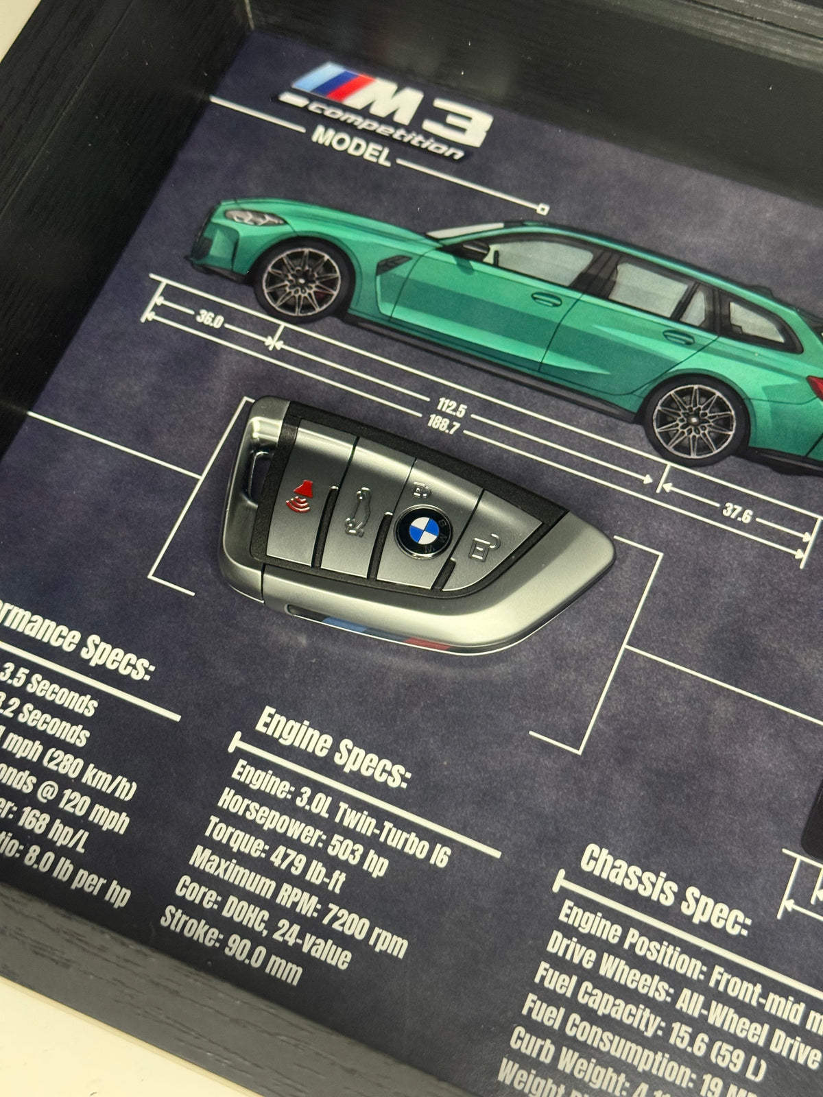 BMW M3 Competition Touring Key Blueprint Frame