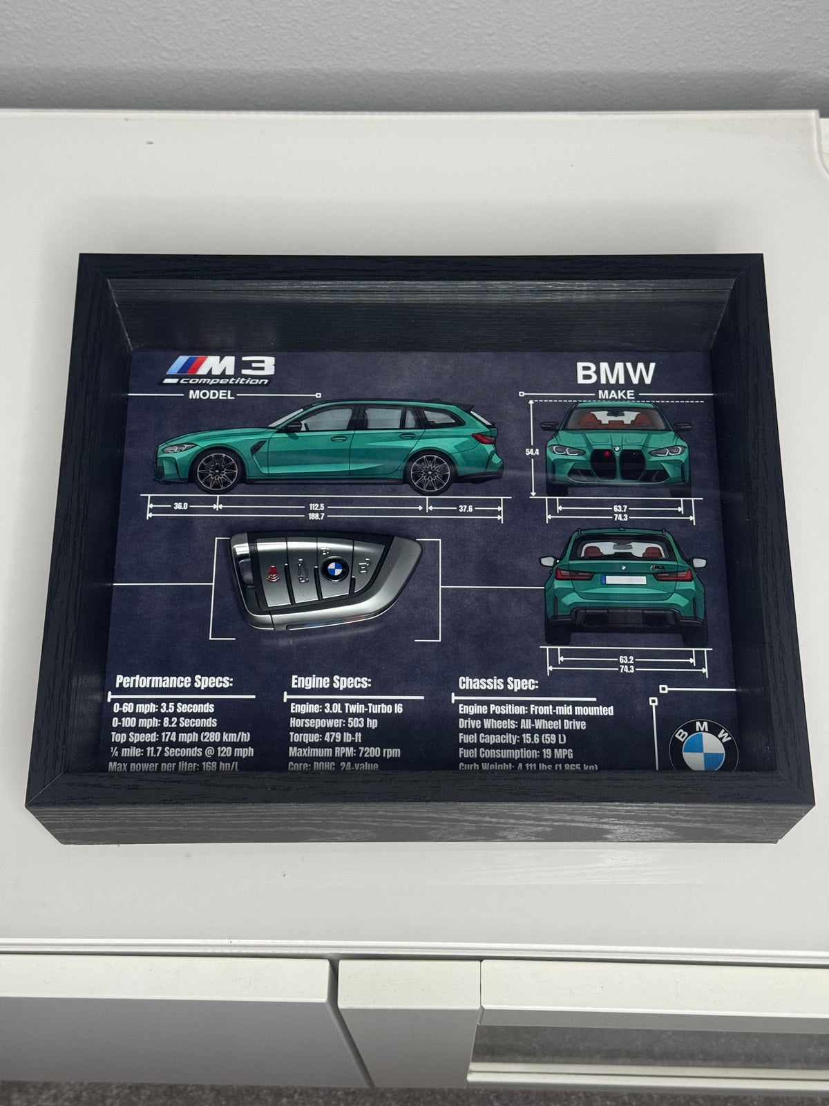 BMW M3 Competition Touring Key Blueprint Frame