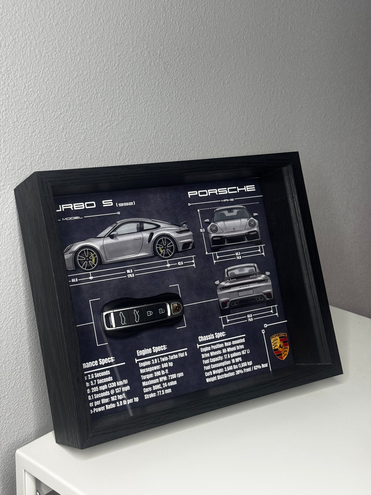 Porsche 911 Turbo S Key Blueprint Frame