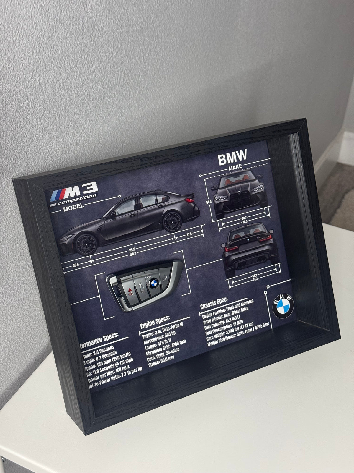 BMW M3 Competition Key Blueprint Frame