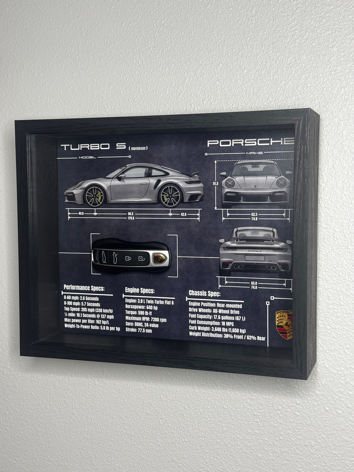 Porsche 911 Turbo S Key Blueprint Frame