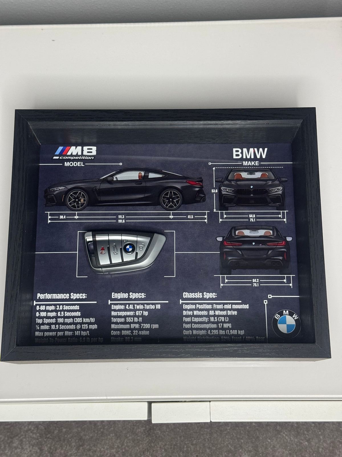 BMW M8 Competition Key Blueprint Frame