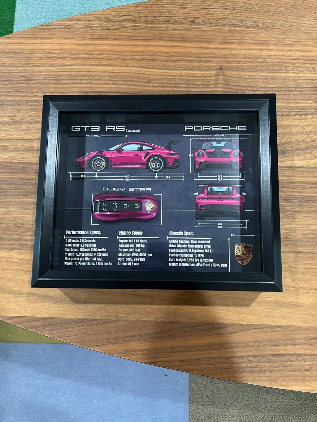 Porsche 911 GT3 RS Ruby Star (992) Key Blueprint Frame