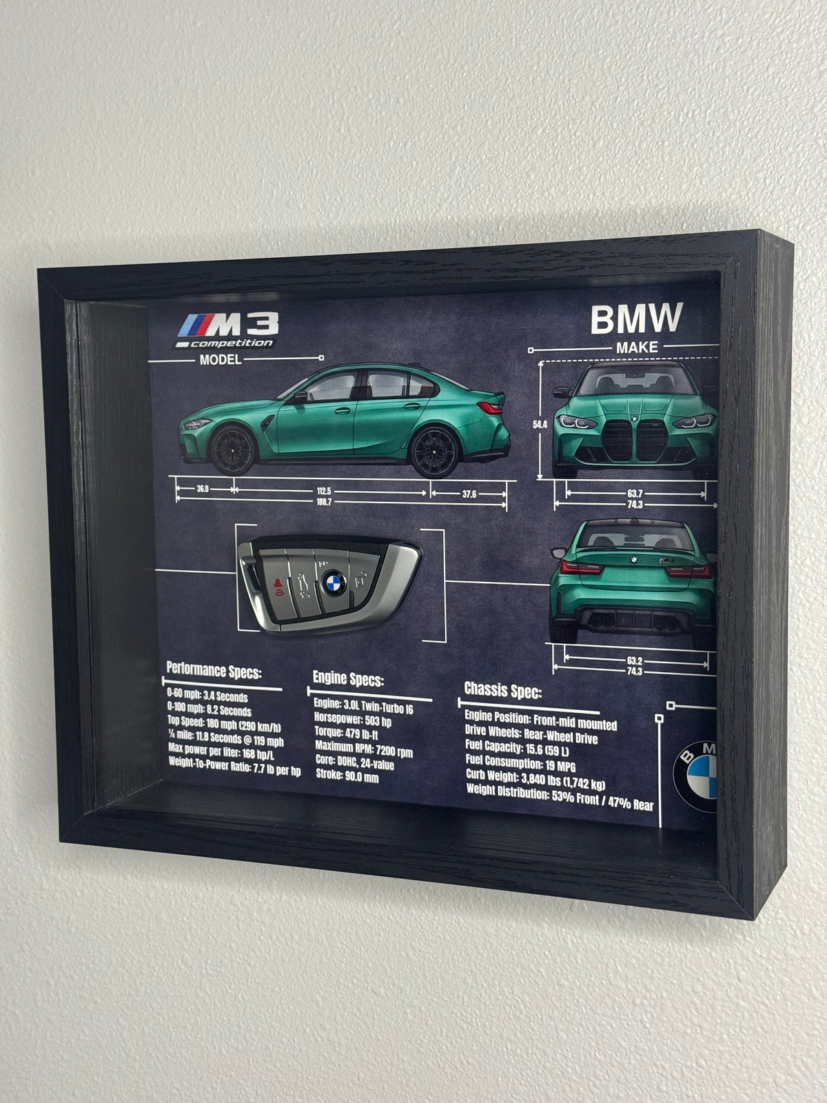 BMW M3 Competition Key Blueprint Frame