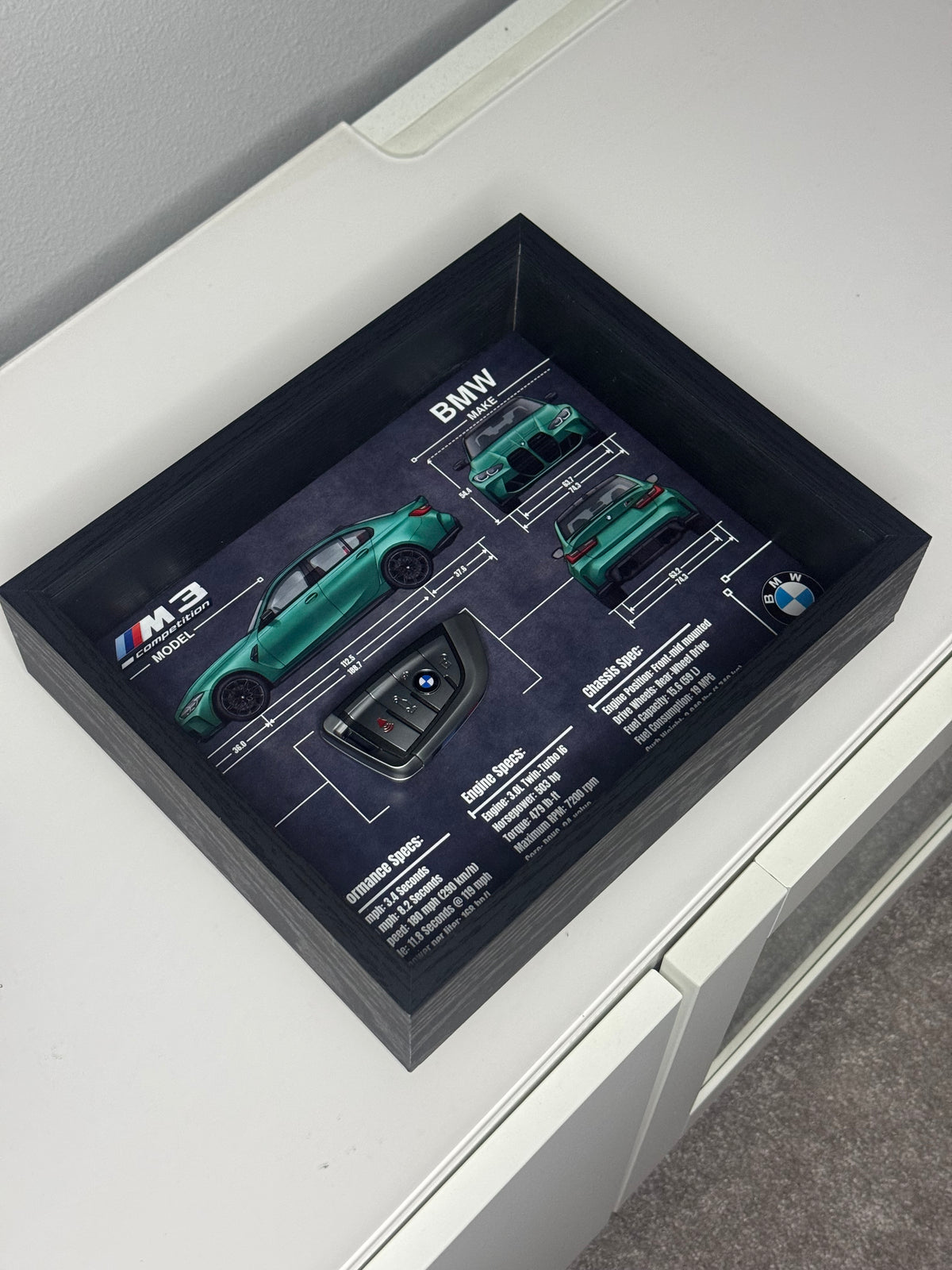 BMW M3 Competition Key Blueprint Frame
