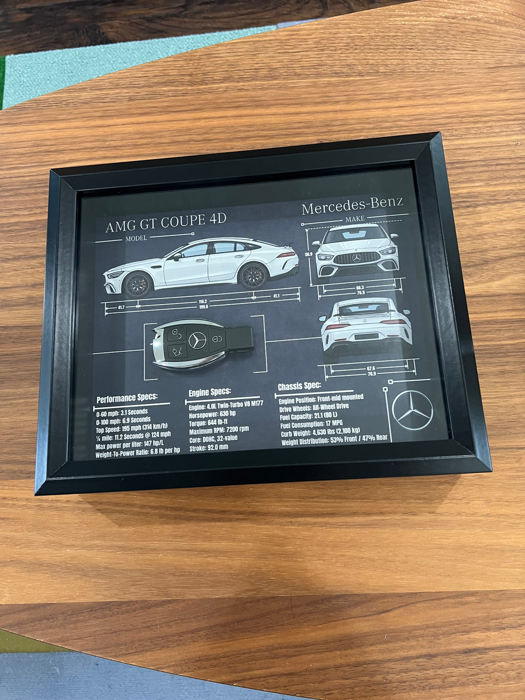 Mercedes-Benz AMG GT 4D Key Blueprint Frame