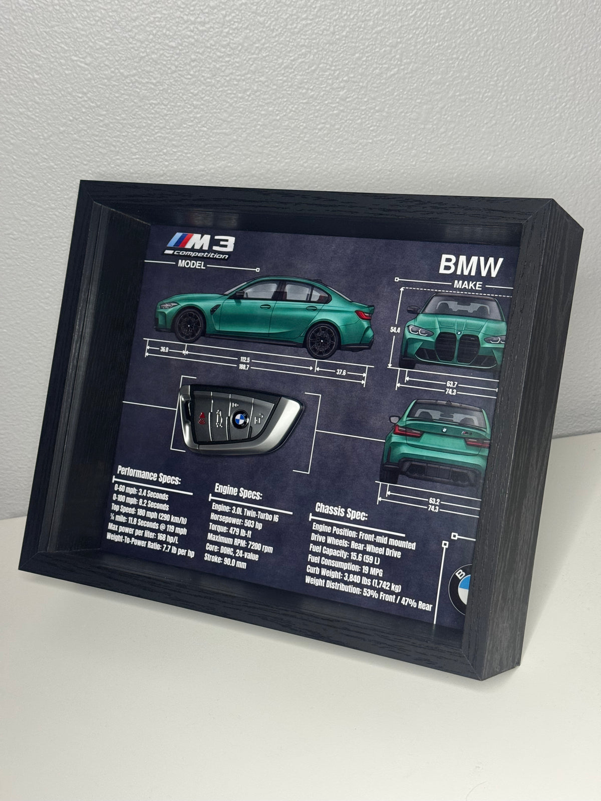 BMW M3 Competition Key Blueprint Frame
