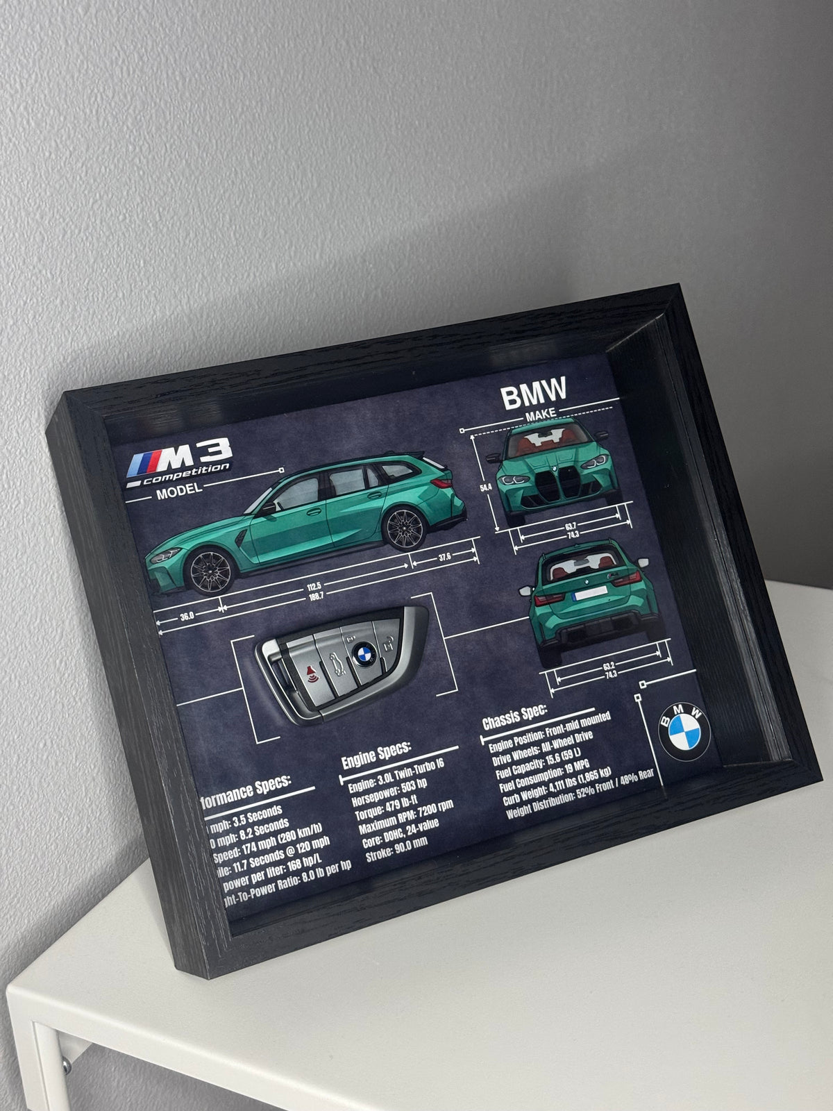 BMW M3 Competition Touring Key Blueprint Frame