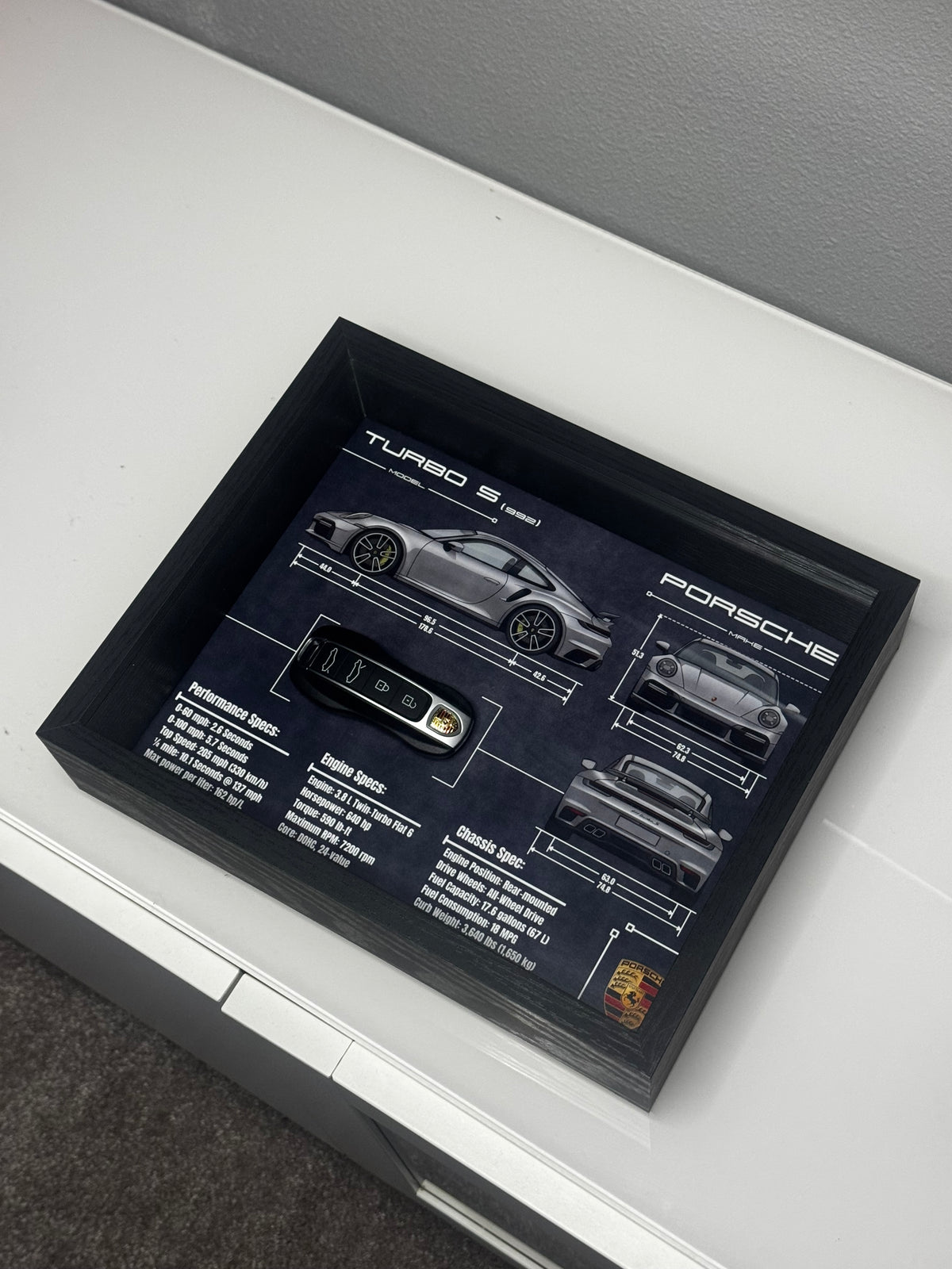 Porsche 911 Turbo S Key Blueprint Frame