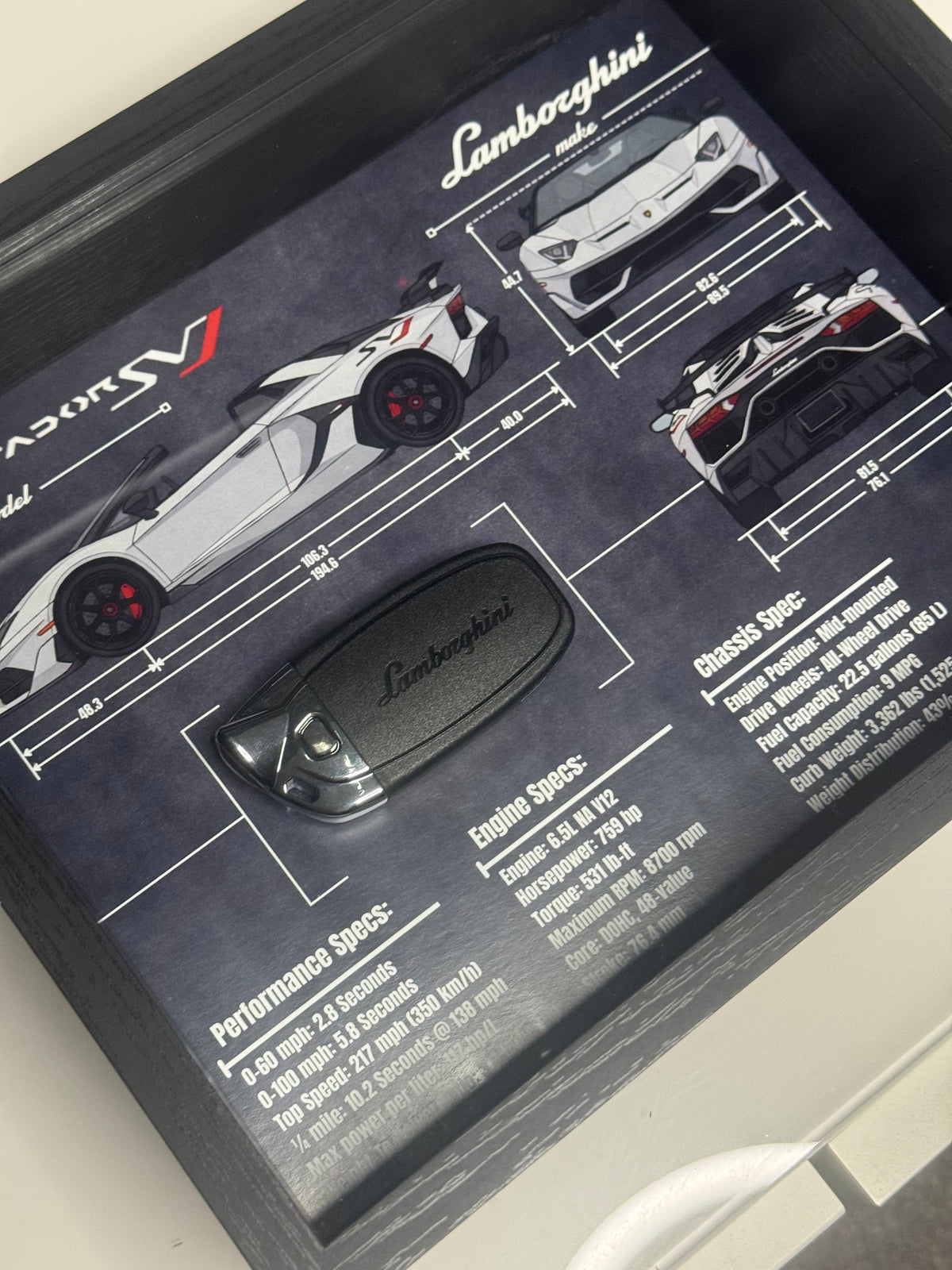 Lamborghini Aventador SVJ Key Blueprint Frame