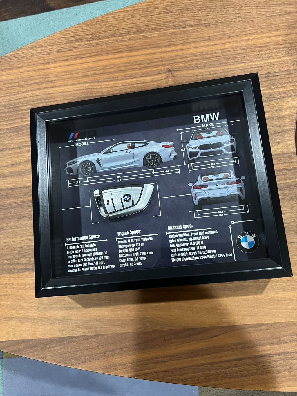 BMW M8 Competition Key Blueprint Frame