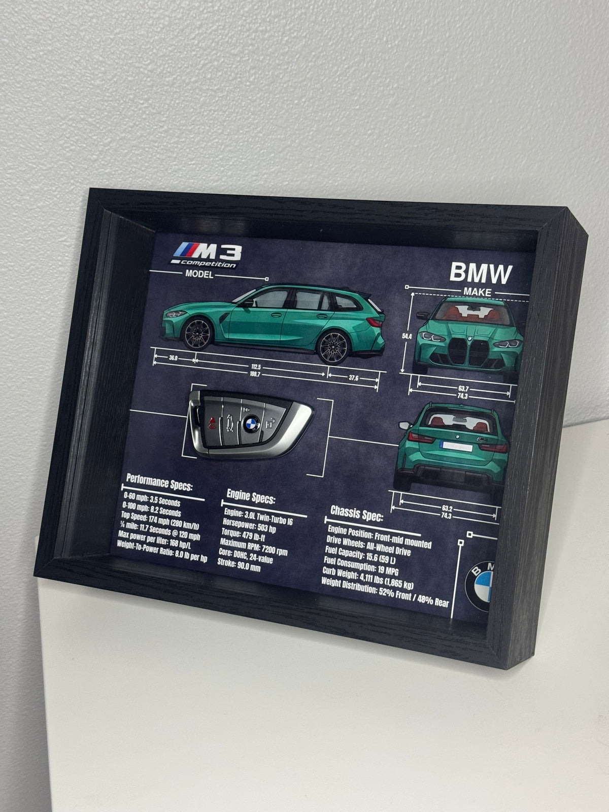BMW M3 Competition Touring Key Blueprint Frame