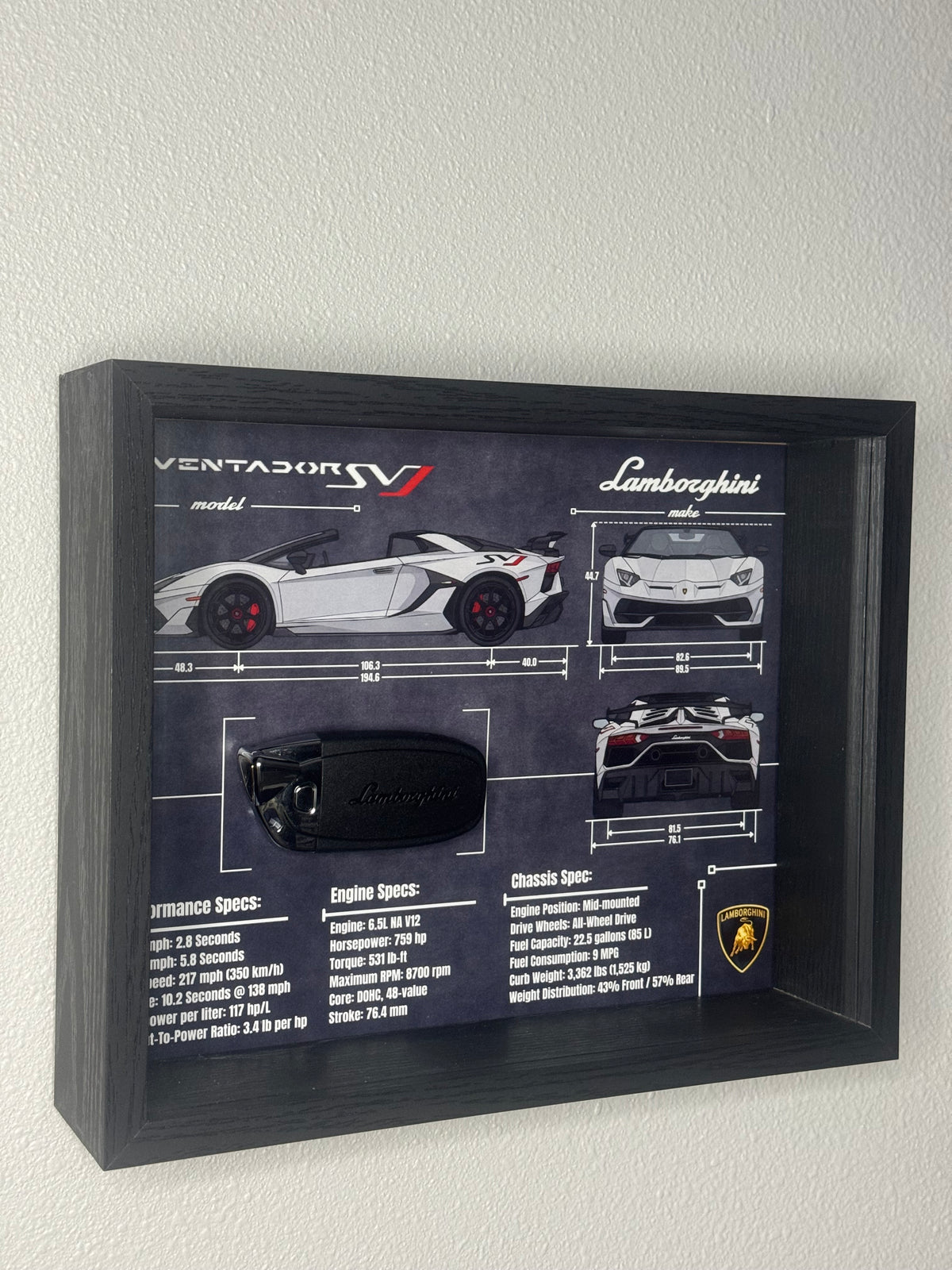 Lamborghini Aventador SVJ Key Blueprint Frame