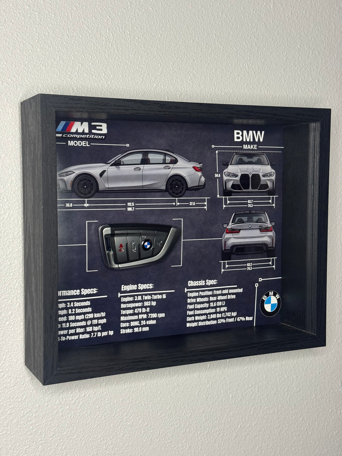 BMW M3 Competition Key Blueprint Frame
