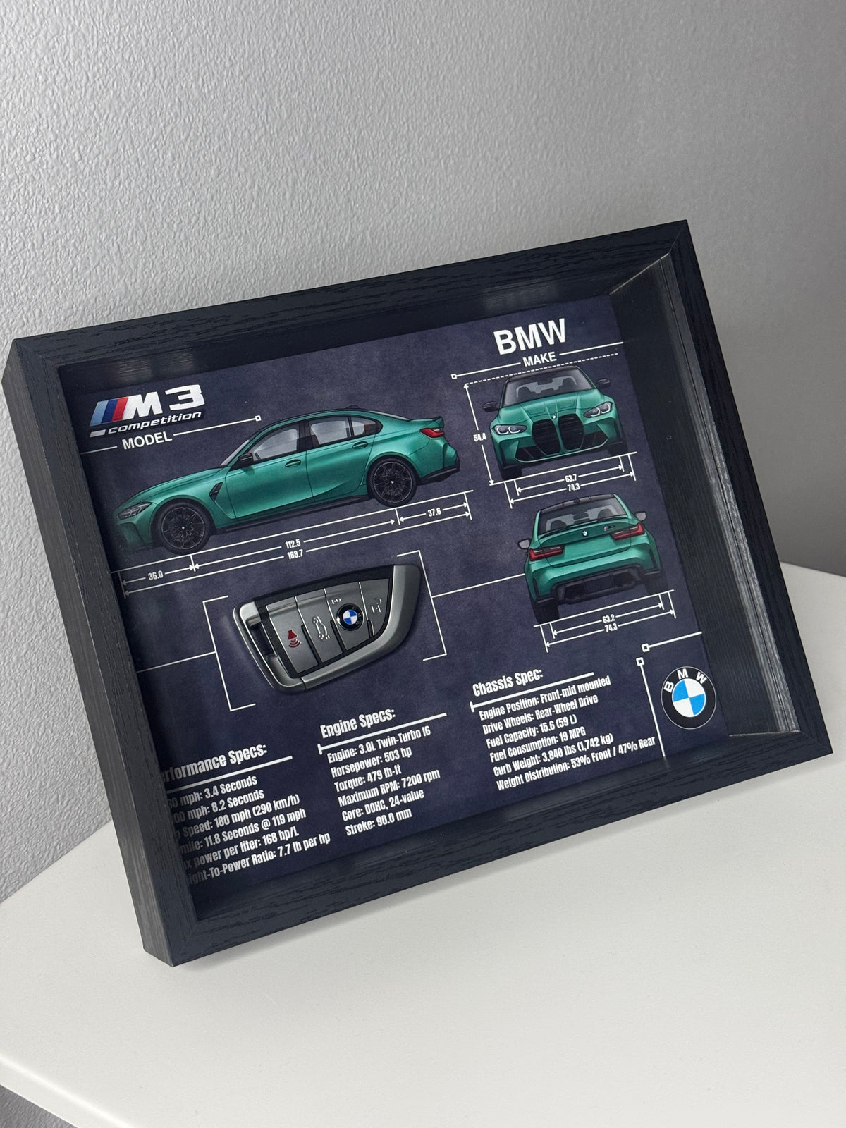 BMW M3 Competition Key Blueprint Frame