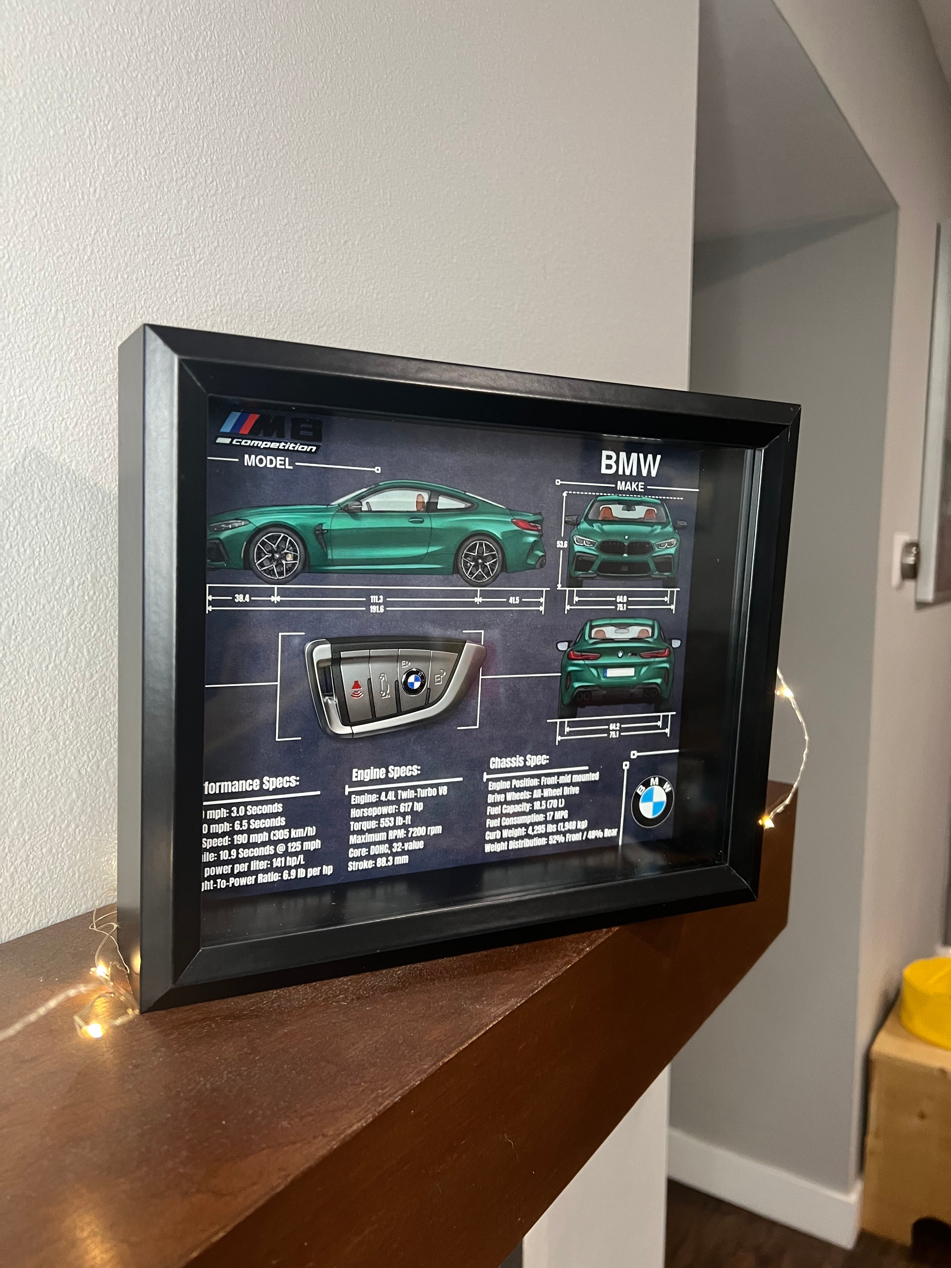 BMW M8 Competition Key Blueprint Frame