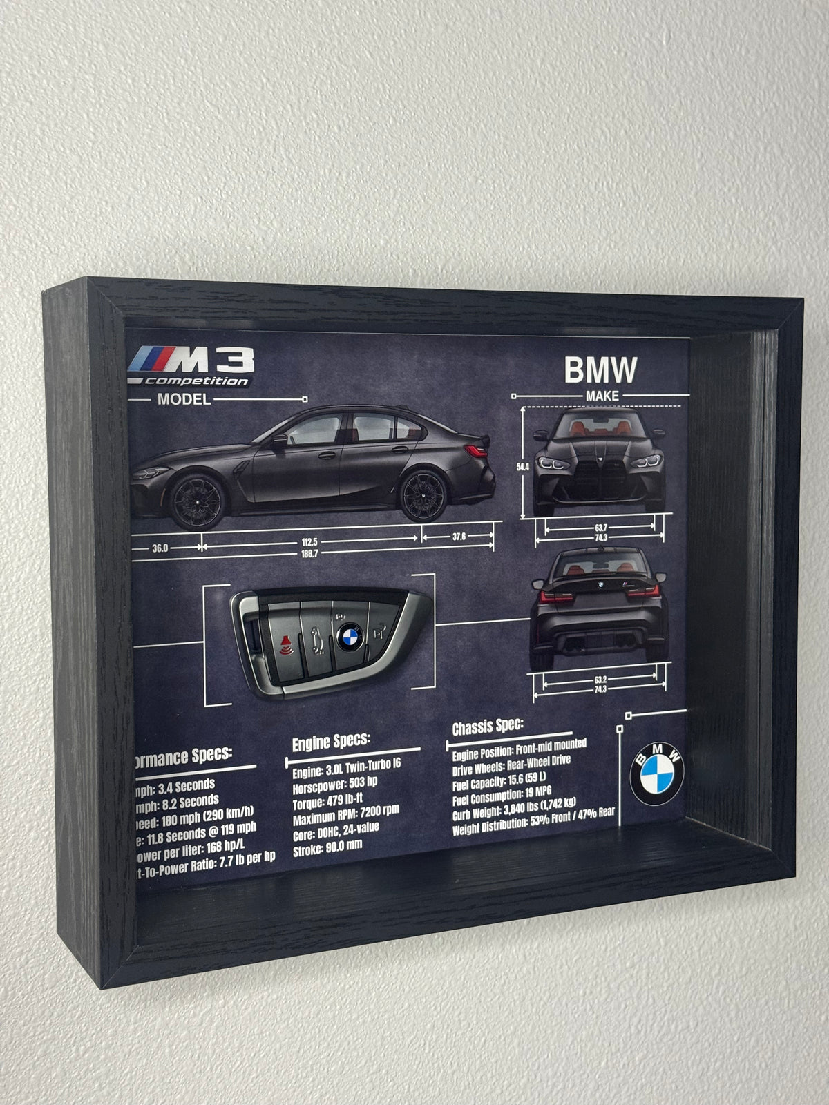 BMW M3 Competition Key Blueprint Frame