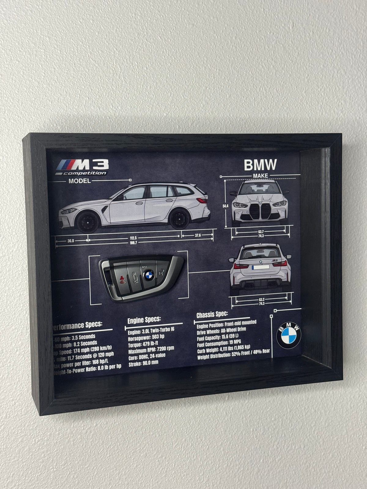 BMW M3 Competition Touring Key Blueprint Frame
