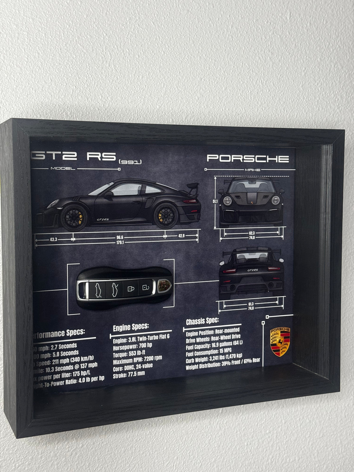 Porsche 911 GT2 RS (991) Key Blueprint Frame