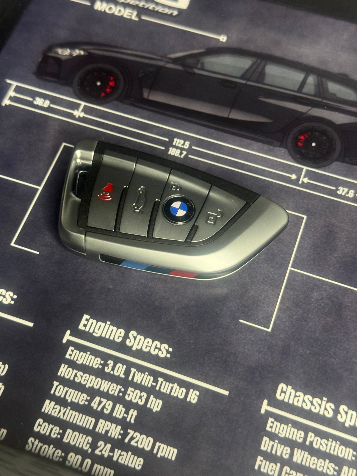 BMW M3 Competition Touring Key Blueprint Frame
