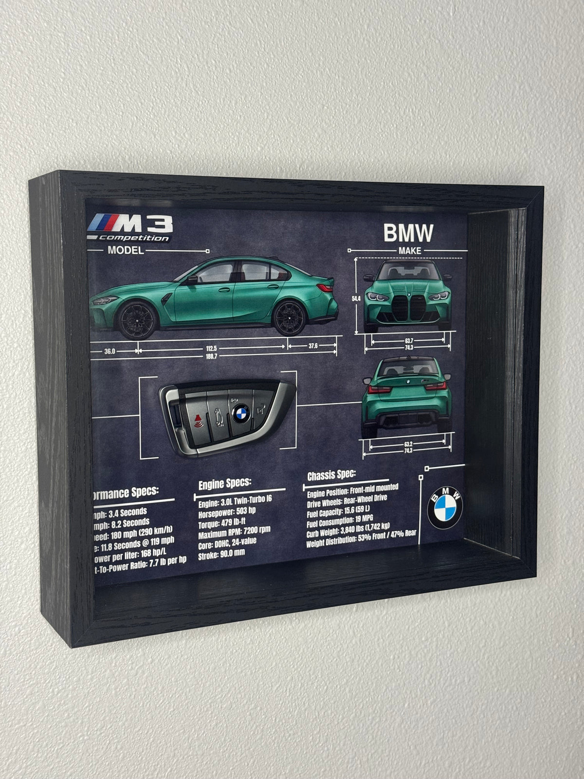 BMW M3 Competition Key Blueprint Frame