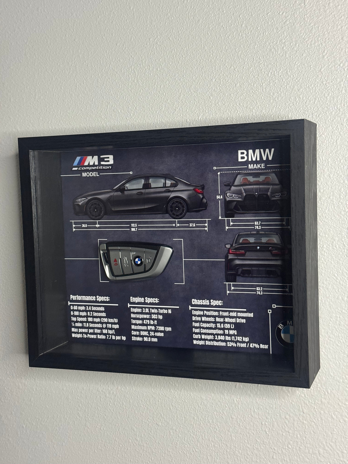 BMW M3 Competition Key Blueprint Frame