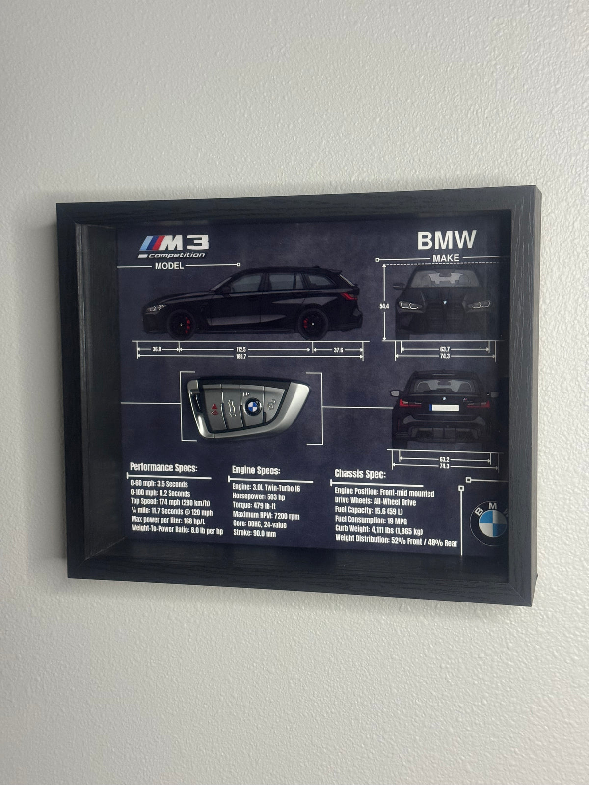 BMW M3 Competition Touring Key Blueprint Frame