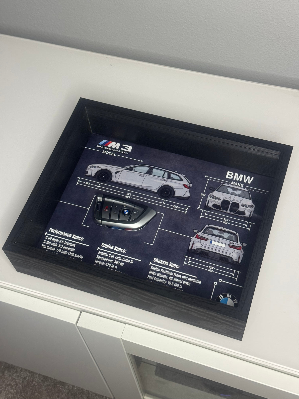 BMW M3 Competition Touring Key Blueprint Frame