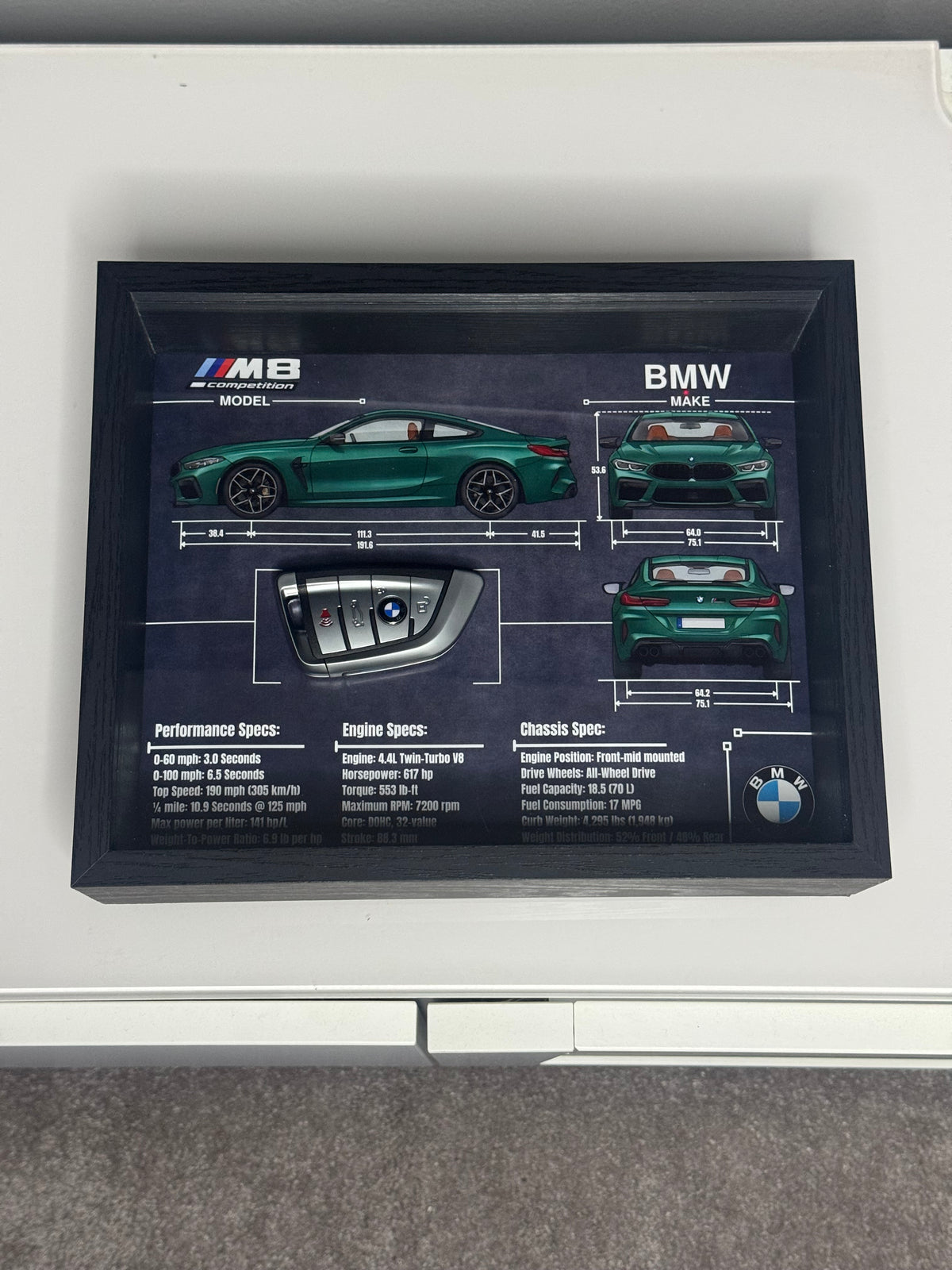 BMW M8 Competition Key Blueprint Frame