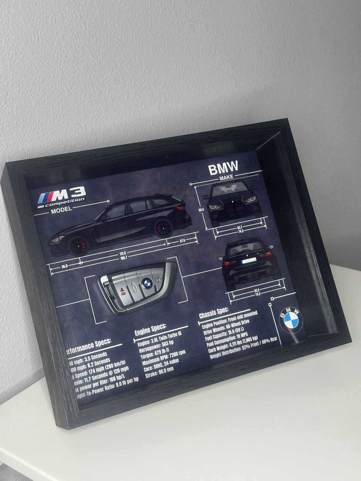 BMW M3 Competition Touring Key Blueprint Frame