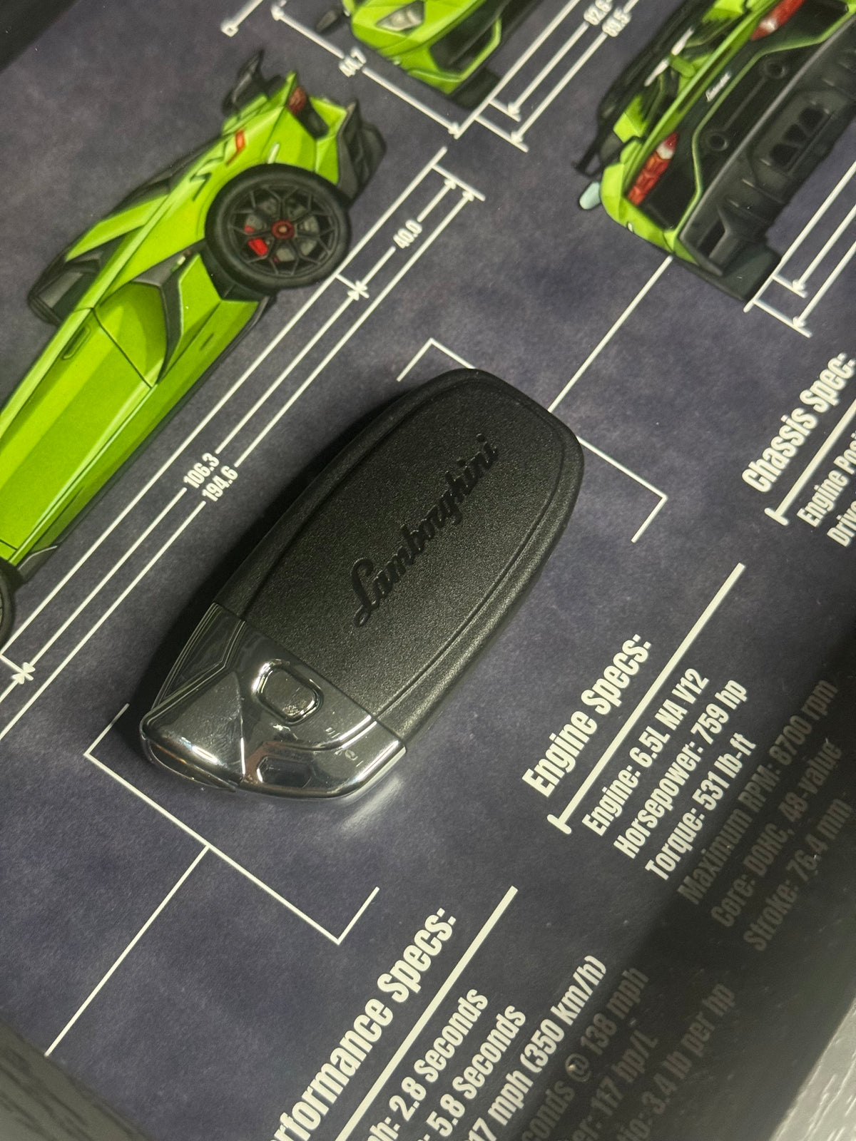 Lamborghini Aventador SVJ Key Blueprint Frame