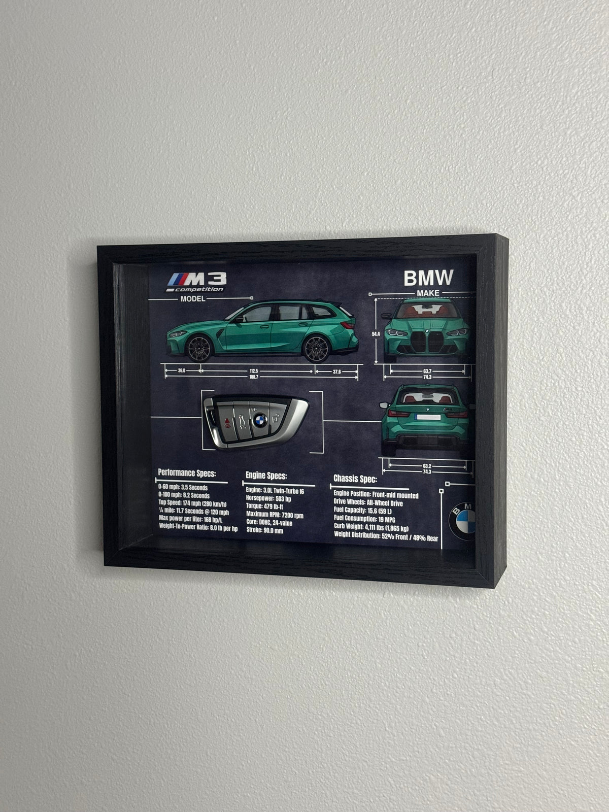 BMW M3 Competition Touring Key Blueprint Frame