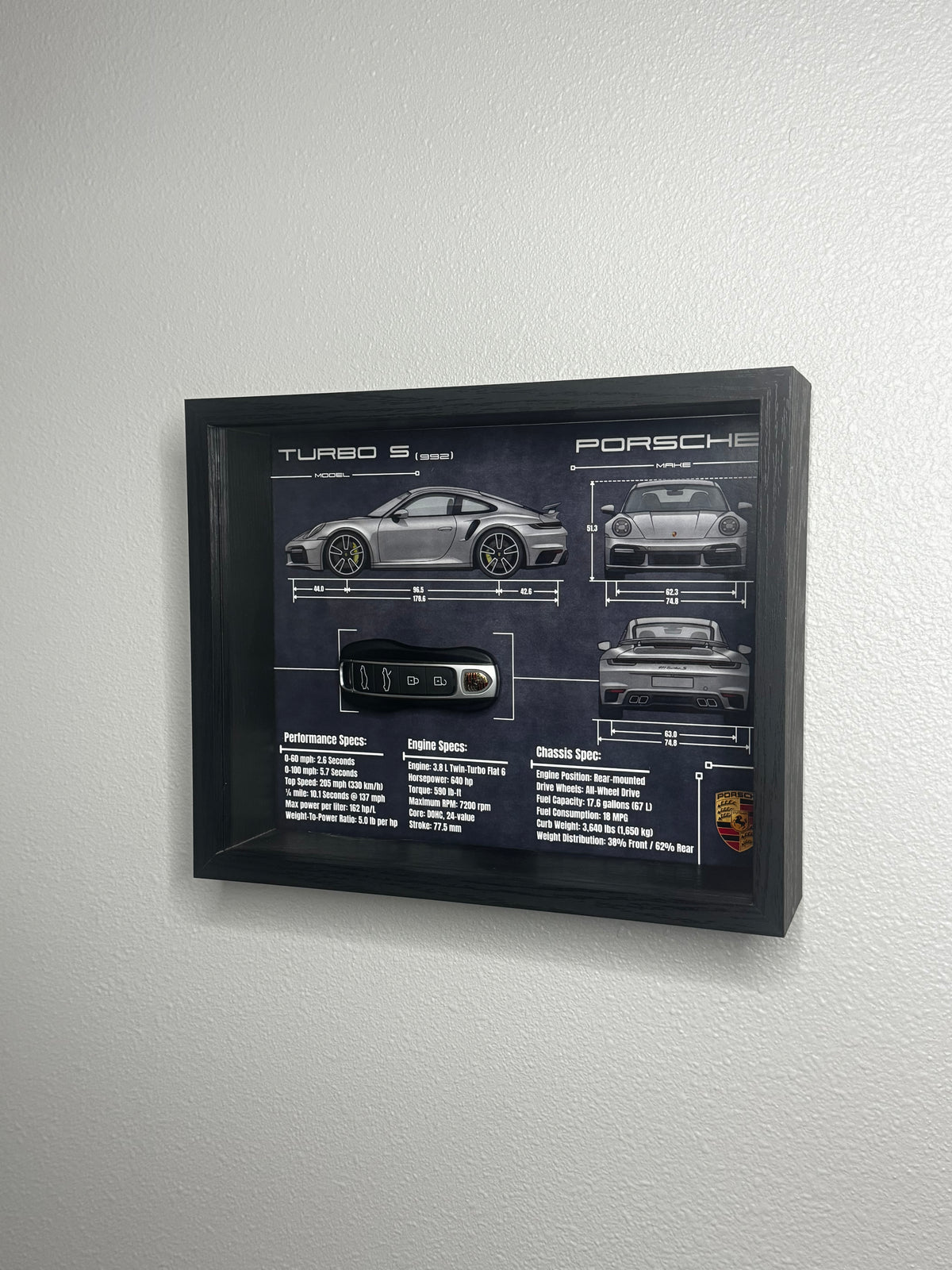 Porsche 911 Turbo S Key Blueprint Frame