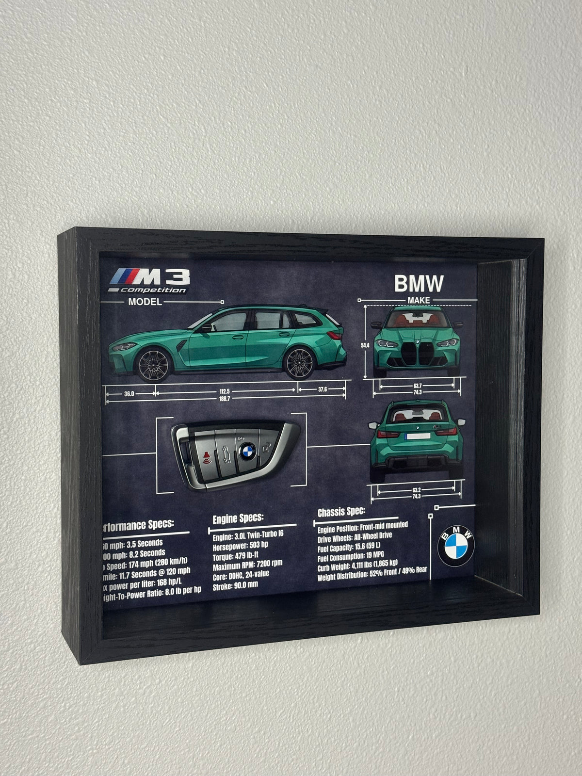 BMW M3 Competition Touring Key Blueprint Frame