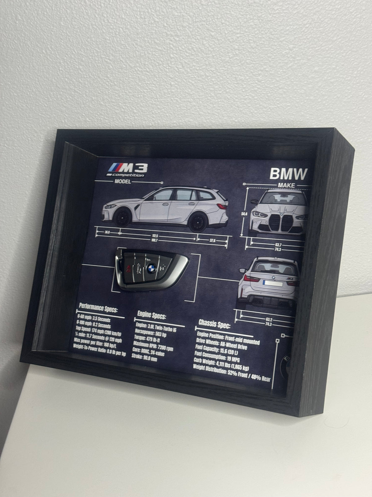 BMW M3 Competition Touring Key Blueprint Frame