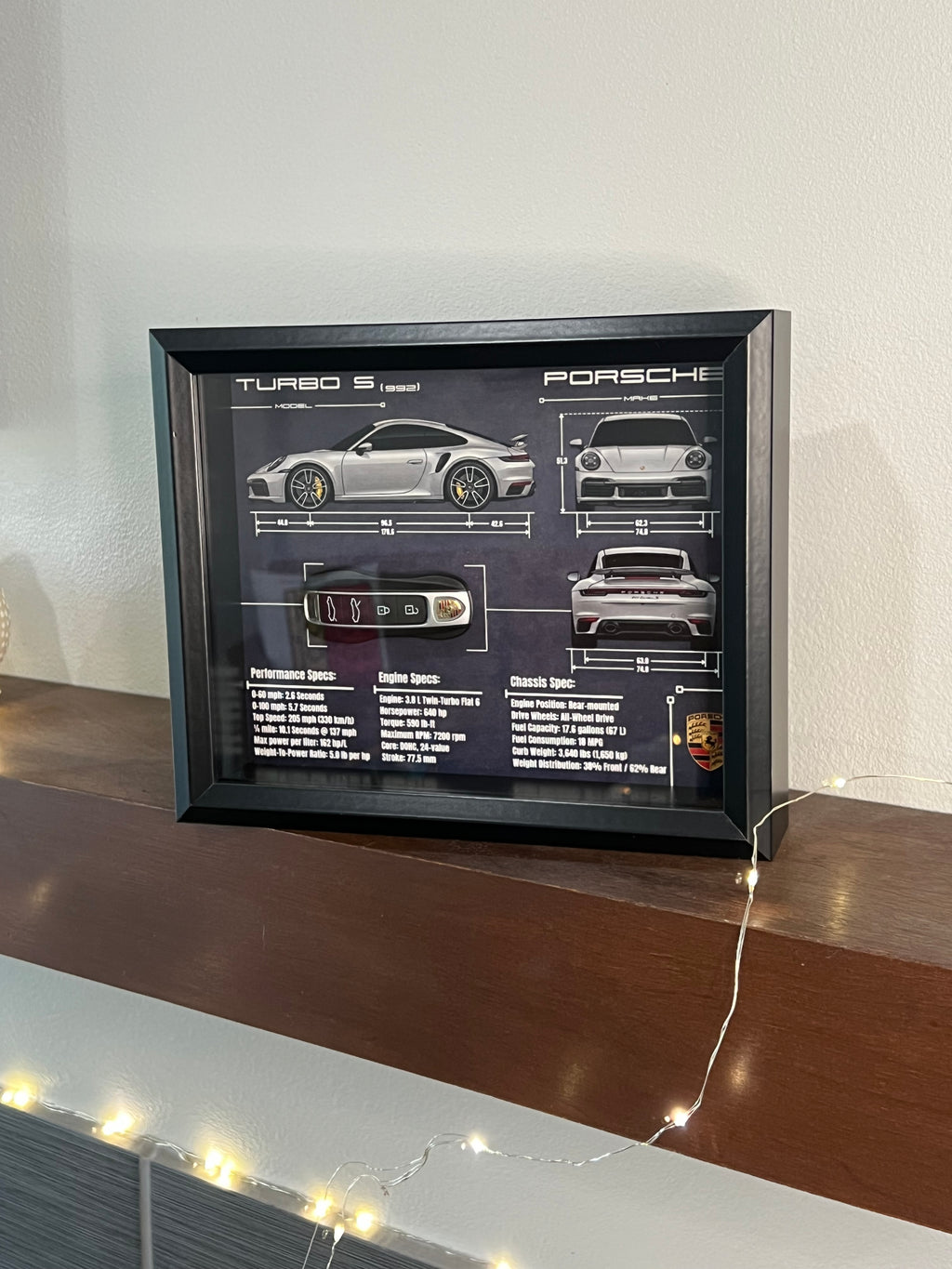 Porsche 911 Turbo S Key Blueprint Frame