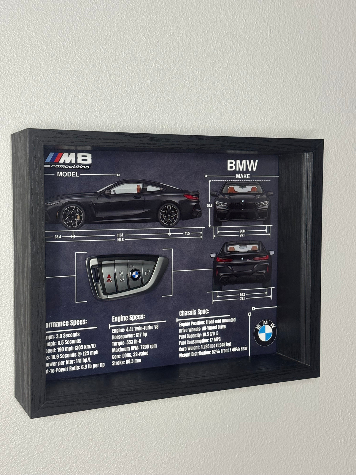 BMW M8 Competition Key Blueprint Frame