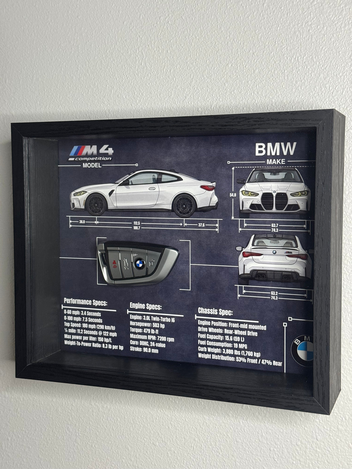 BMW M4 Competition Key Blueprint Frame
