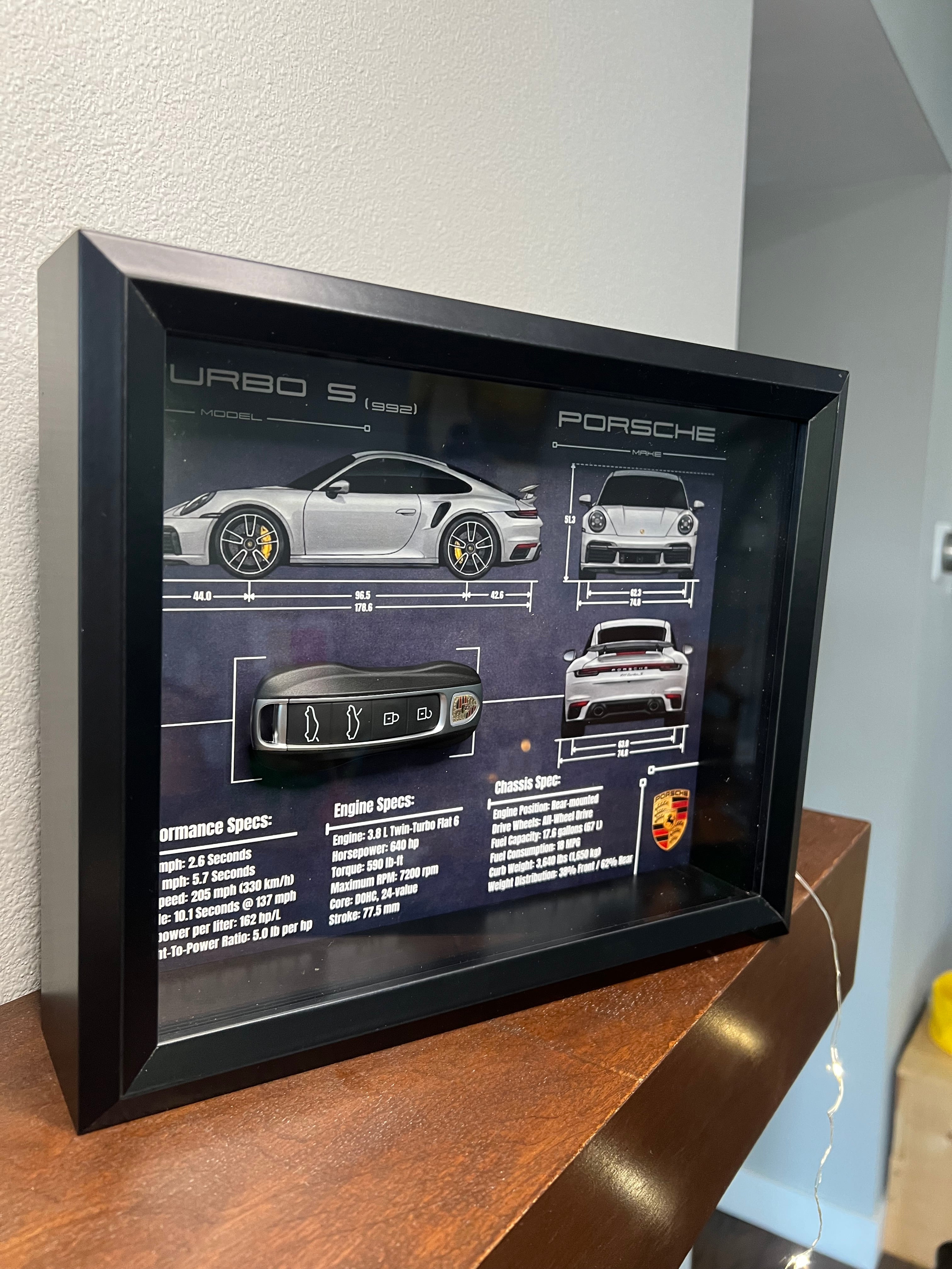 Porsche 911 Turbo S Key Blueprint Frame