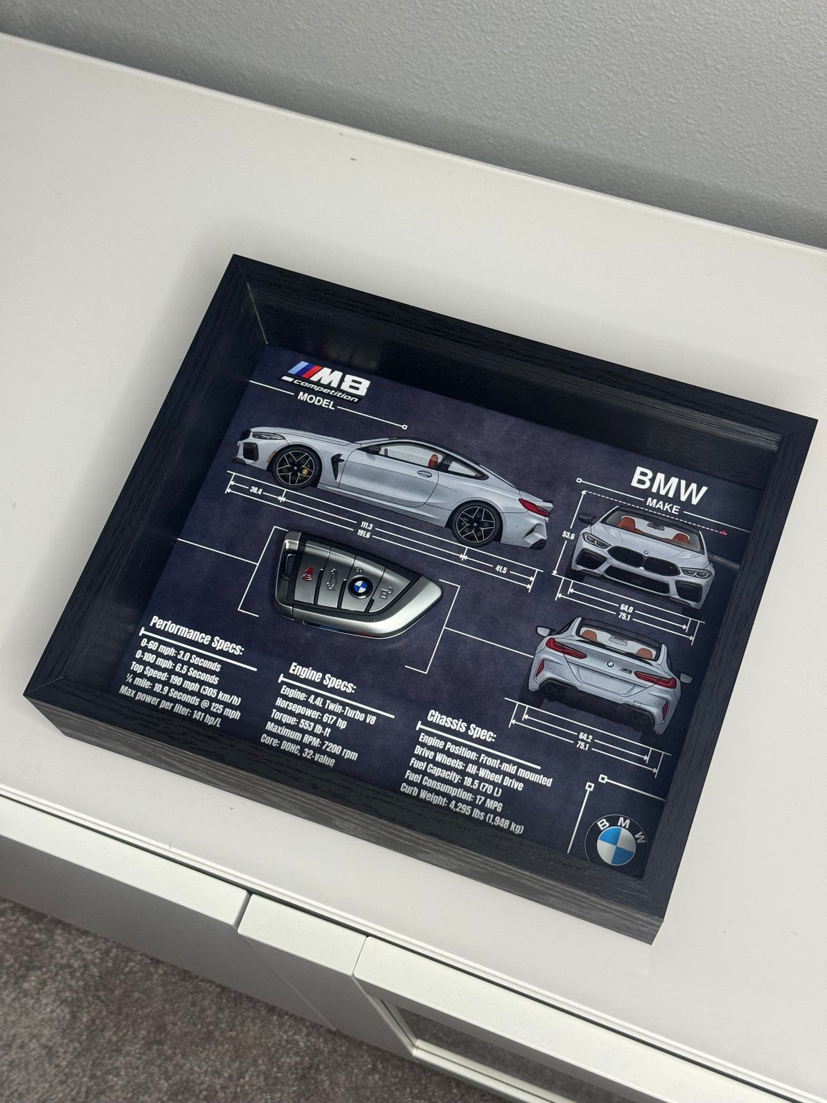 BMW M8 Competition Key Blueprint Frame