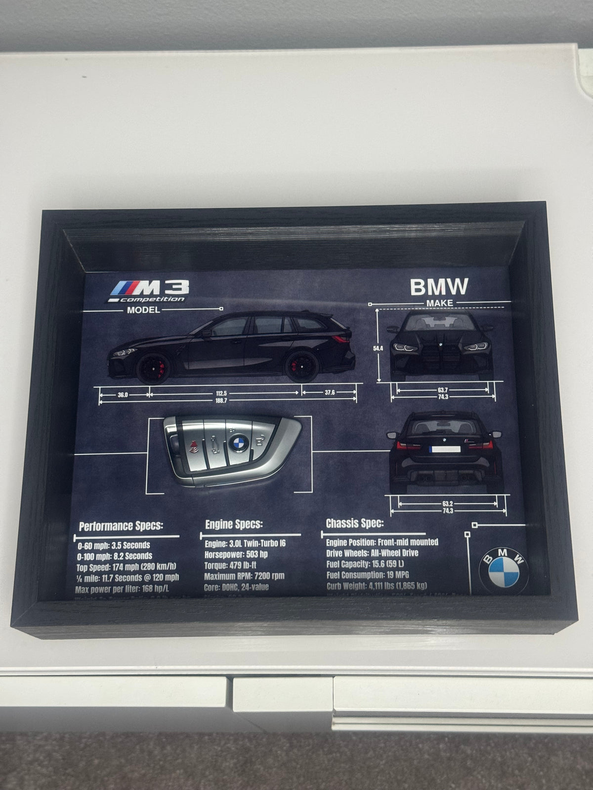 BMW M3 Competition Touring Key Blueprint Frame