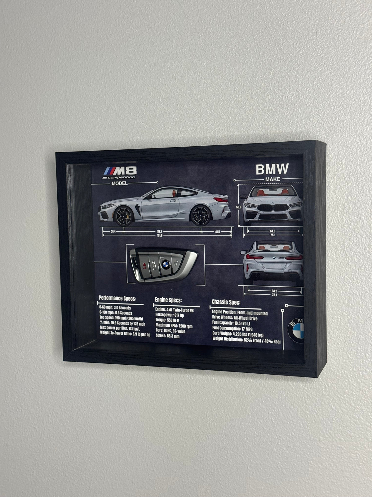 BMW M8 Competition Key Blueprint Frame