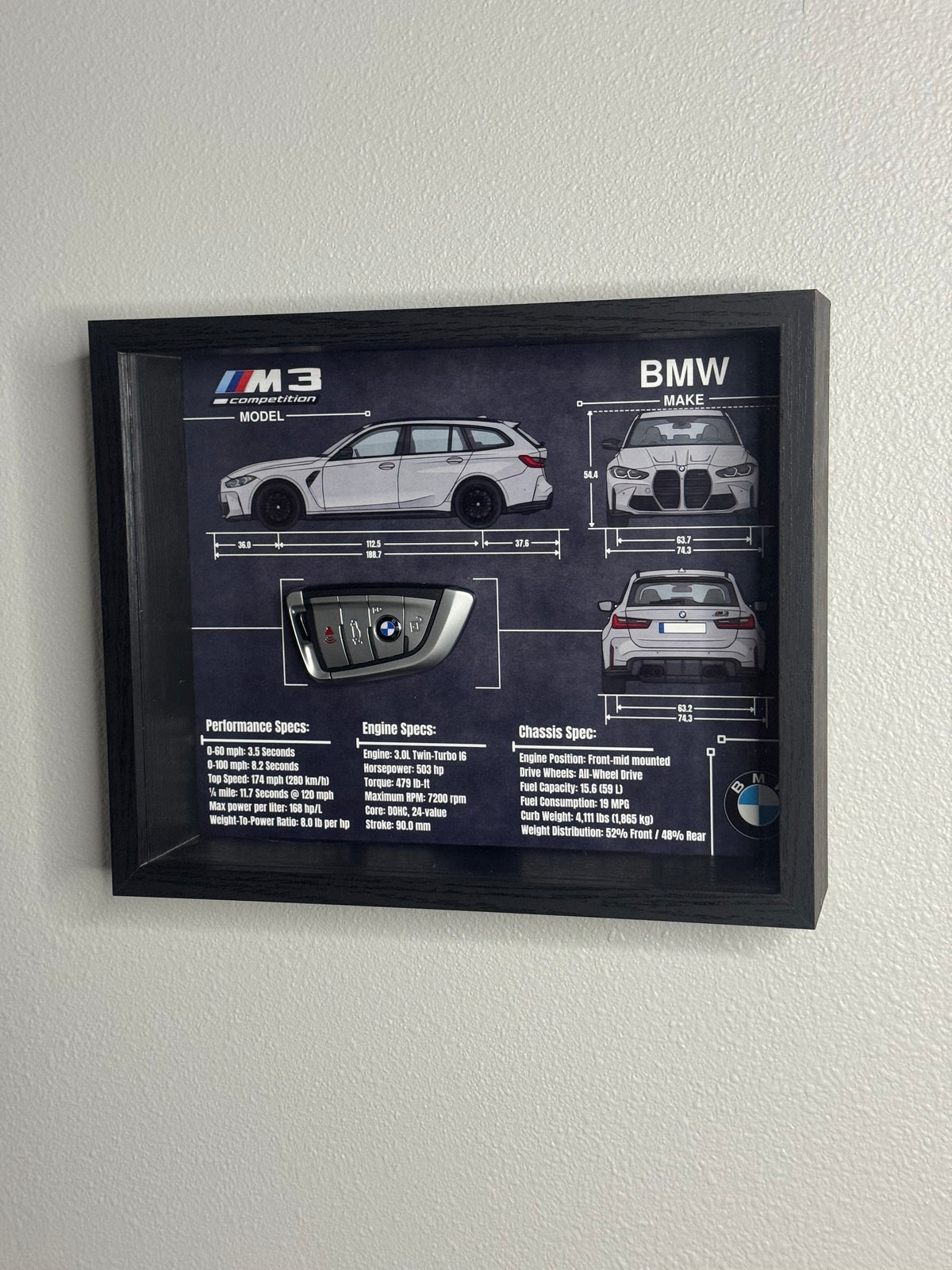 BMW M3 Competition Touring Key Blueprint Frame